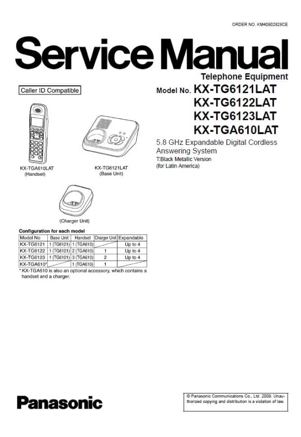 KX-TG6121LAT, KX-TG6122LAT, KX-TG6123LAT, KX-TGA610LAT